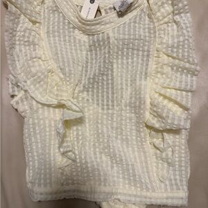 Maeve Crop Ruffled Mesh Top (cream)